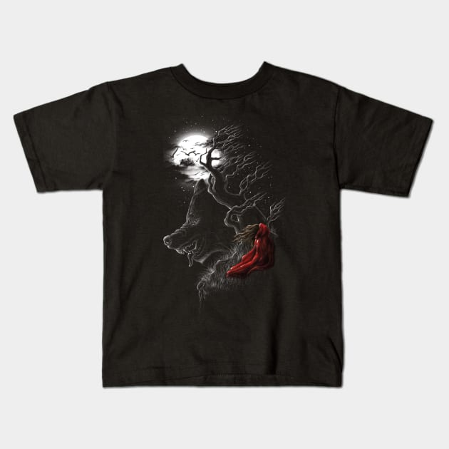 Red Walking Misfits Kids T-Shirt by flintsky